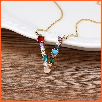 Multi Color Initial 26 Letters Pendent Necklace | Best Gift For Women | whatagift.com.au.