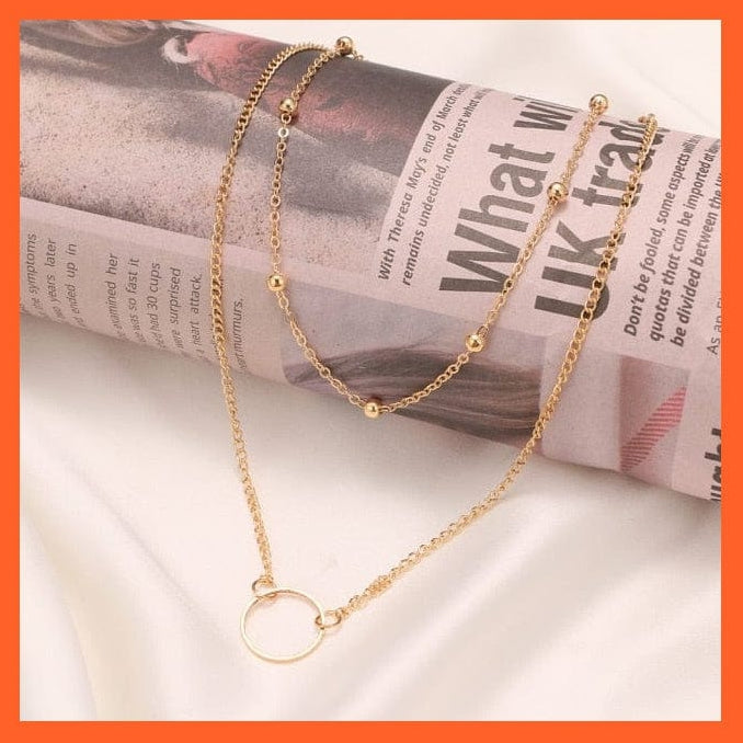 whatagift.com.au necklace Vintage Multi Layered Gold Color Lock, Pearl, Round Coin Pendants Necklaces For Women