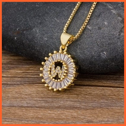 Charming Gold Plated  Cubic Zircon A-Z Initials Letter Pendants & Necklace | whatagift.com.au.