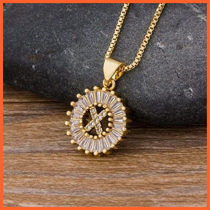 Charming Gold Plated  Cubic Zircon A-Z Initials Letter Pendants & Necklace | whatagift.com.au.