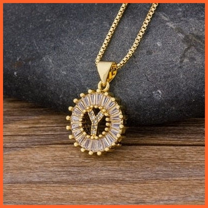 Charming Gold Plated  Cubic Zircon A-Z Initials Letter Pendants & Necklace | whatagift.com.au.