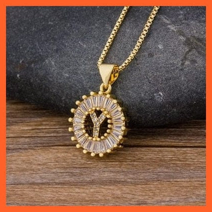 whatagift.com.au necklace Y Copy of Charming Gold Plated  Cubic Zircon A-Z Initials Letter Pendants & Necklace