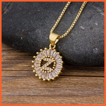 Charming Gold Plated  Cubic Zircon A-Z Initials Letter Pendants & Necklace | whatagift.com.au.