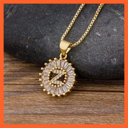 whatagift.com.au necklace Z Copy of Charming Gold Plated  Cubic Zircon A-Z Initials Letter Pendants & Necklace