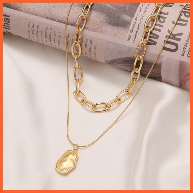 Vintage Multi Layered Gold Color Lock, Pearl, Round Coin Pendants Necklaces For Women | whatagift.com.au.