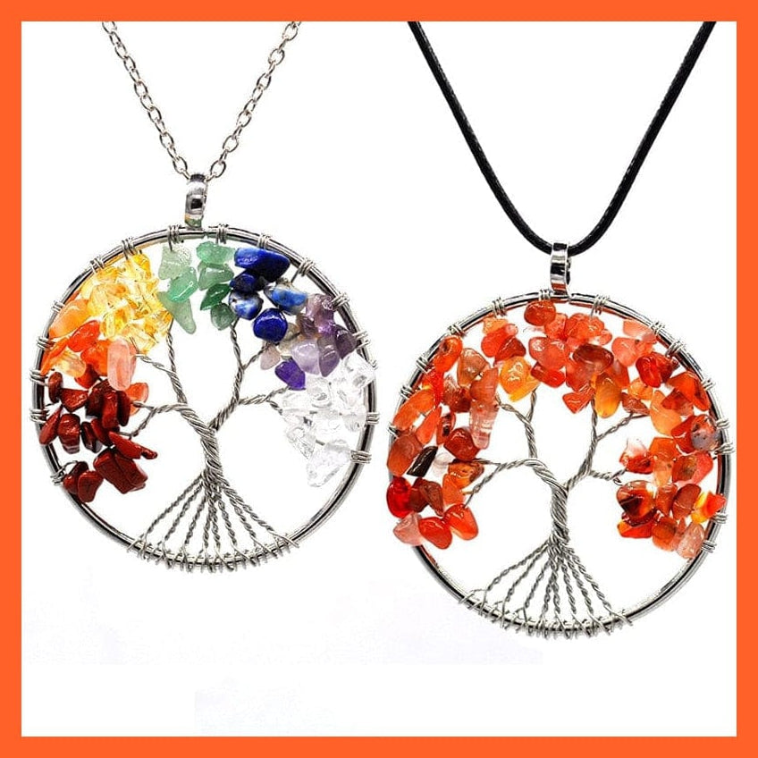 whatagift.com.au Necklaces 7 Chakras Gemstone Natural Healing Crystals Tree Of Life Pendant Necklace