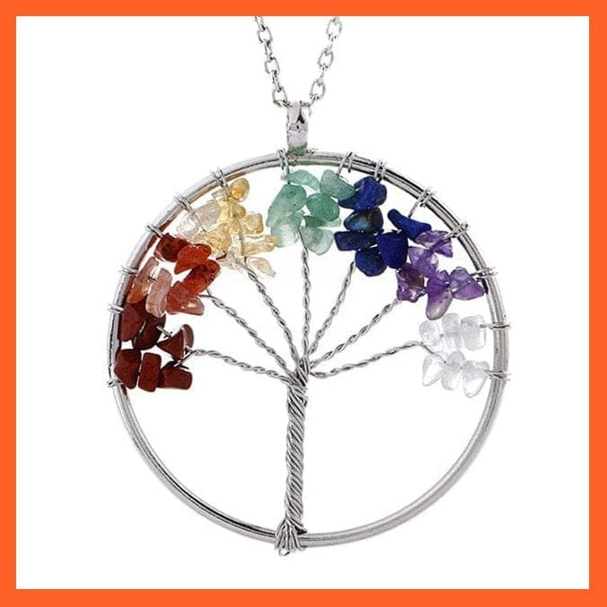 whatagift.com.au Necklaces 7 Chakras Gemstone Natural Healing Crystals Tree Of Life Pendant Necklace