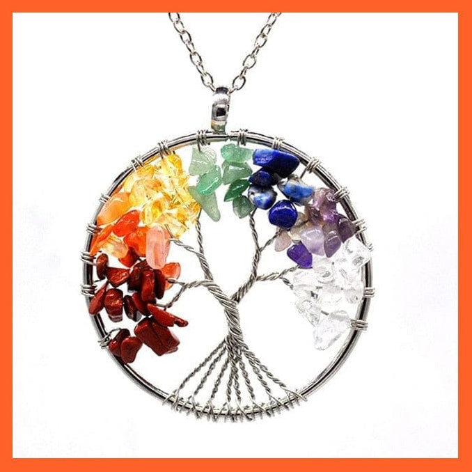 whatagift.com.au Necklaces 7 Chakras Gemstone Natural Healing Crystals Tree Of Life Pendant Necklace