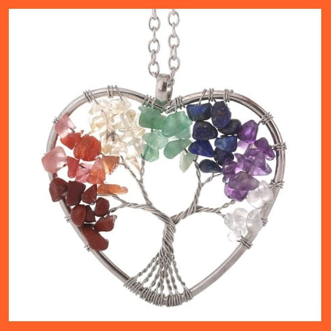whatagift.com.au Necklaces 7 Chakras Gemstone Natural Healing Crystals Tree Of Life Pendant Necklace