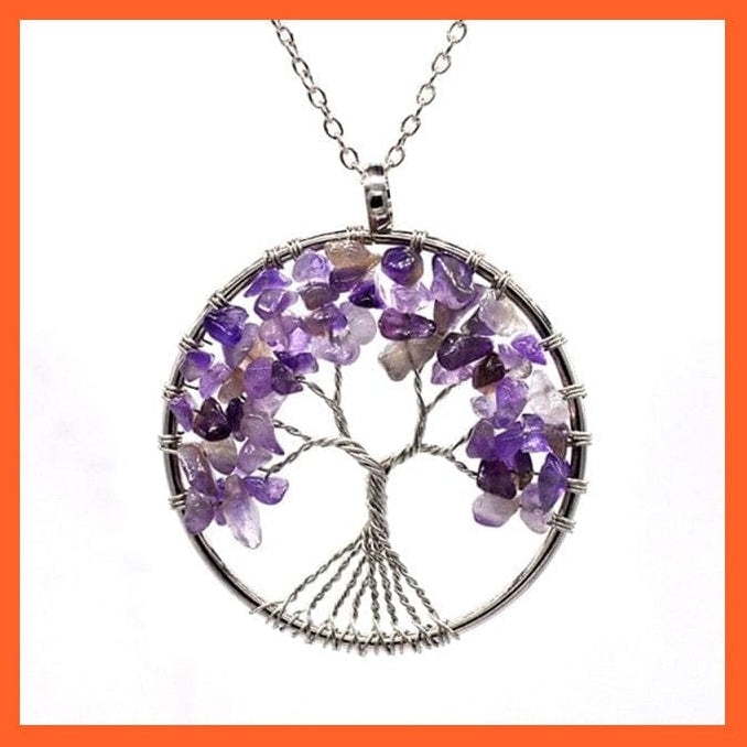 whatagift.com.au Necklaces 7 Chakras Gemstone Natural Healing Crystals Tree Of Life Pendant Necklace