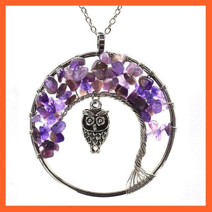 whatagift.com.au Necklaces 7 Chakras Gemstone Natural Healing Crystals Tree Of Life Pendant Necklace