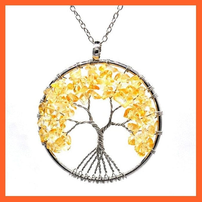 whatagift.com.au Necklaces 7 Chakras Gemstone Natural Healing Crystals Tree Of Life Pendant Necklace