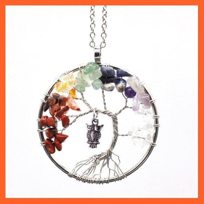 whatagift.com.au Necklaces 7 Chakras Gemstone Natural Healing Crystals Tree Of Life Pendant Necklace