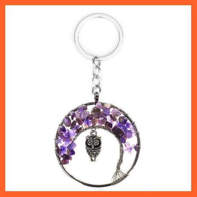 whatagift.com.au Necklaces Amethyst Keychain 2 7 Chakras Gemstone Natural Healing Crystals Tree Of Life Pendant Necklace