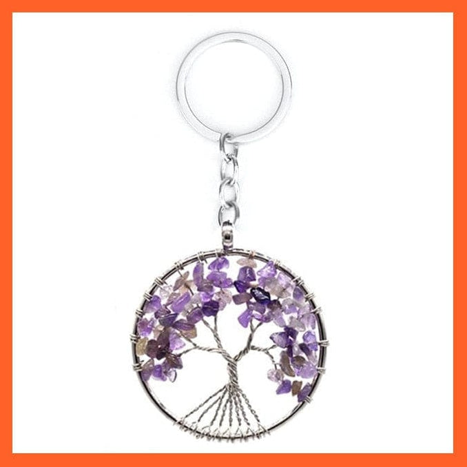 whatagift.com.au Necklaces Amethyst Keychain 7 Chakras Gemstone Natural Healing Crystals Tree Of Life Pendant Necklace