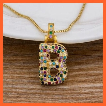 whatagift.com.au Necklaces B Copy of Luxury 26 Letters Cubic Zircon Pendant Necklace For Women | Multicolor Initials Of Name Necklace