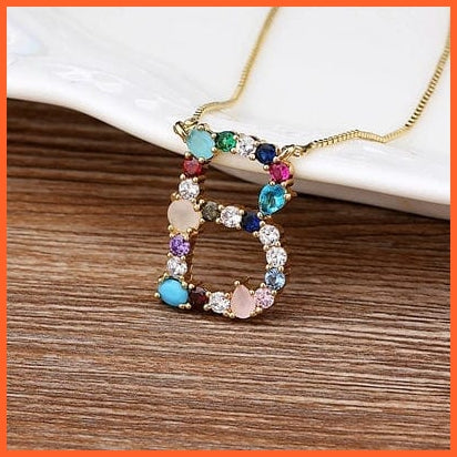 whatagift.com.au Necklaces B Multi Color Initial 26 Letters Pendent Necklace | Best Gift For Women