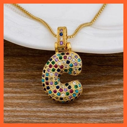 whatagift.com.au Necklaces C Luxury 26 Letters Cubic Zircon Pendant Necklace For Women | Multicolor Initials Of Name Necklace