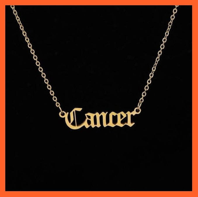 whatagift.com.au Necklaces Cancer / Silver Plated / 45cm Personalize 12 Zodiac Old English Letter Pendant Necklace For Women