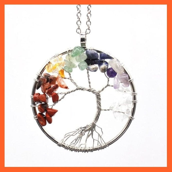 whatagift.com.au Necklaces Chakra SK 7 Chakras Gemstone Natural Healing Crystals Tree Of Life Pendant Necklace