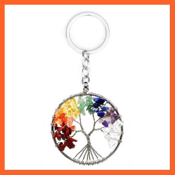 whatagift.com.au Necklaces Chakras SG Keychain 7 Chakras Gemstone Natural Healing Crystals Tree Of Life Pendant Necklace