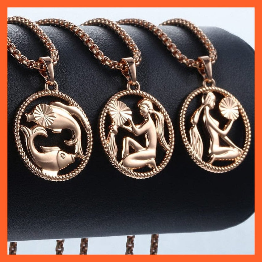 whatagift.com.au Necklaces Copy of 12 Constellation Zodiac Sign Pendant Necklace In Rose Gold