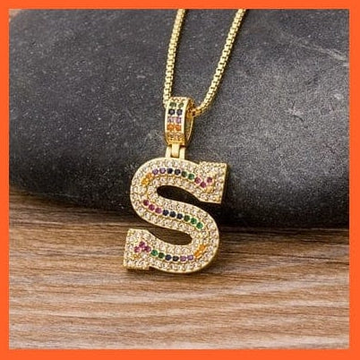whatagift.com.au Necklaces Copy of Luxury 26 Letters Cubic Zircon Pendant Necklace For Women | Gold Color Initials Of Name Necklace