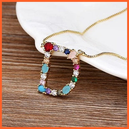 whatagift.com.au Necklaces D Multi Color Initial 26 Letters Pendent Necklace | Best Gift For Women