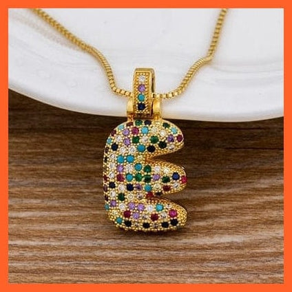whatagift.com.au Necklaces E Copy of Luxury 26 Letters Cubic Zircon Pendant Necklace For Women | Multicolor Initials Of Name Necklace
