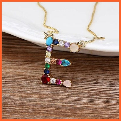 whatagift.com.au Necklaces E Multi Color Initial 26 Letters Pendent Necklace | Best Gift For Women