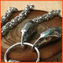 Stainless Steel Wolf Head With Ring Viking Chain Necklace | whatagift.com.au.