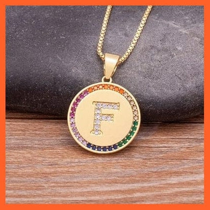 whatagift.com.au Necklaces F Copy of Gold Plated Luxury A-Z Initial Letters Pendant Chain Necklaces