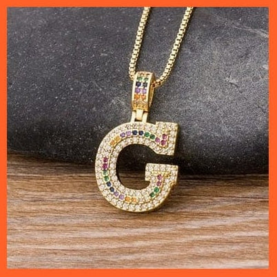 whatagift.com.au Necklaces G Copy of Luxury 26 Letters Cubic Zircon Pendant Necklace For Women | Gold Color Initials Of Name Necklace
