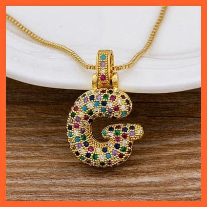 whatagift.com.au Necklaces G Copy of Luxury 26 Letters Cubic Zircon Pendant Necklace For Women | Multicolor Initials Of Name Necklace