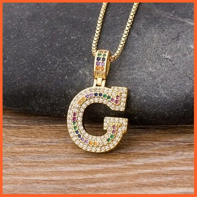 Luxury 26 Letters Cubic Zircon Pendant Necklace For Women | Gold Color Initials Of Name Necklace | whatagift.com.au.