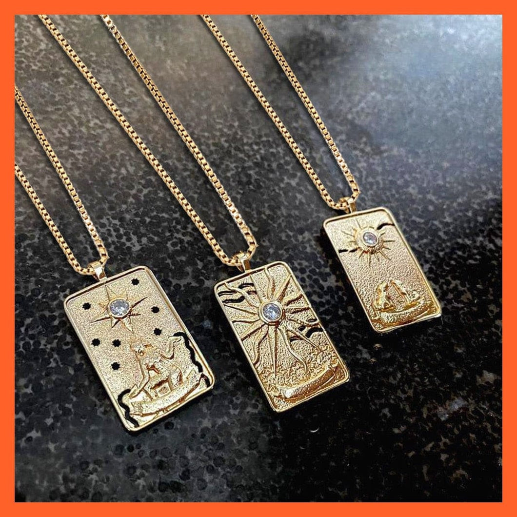 whatagift.com.au Necklaces Golden Color Sun Moon Amulet Pendant Necklace