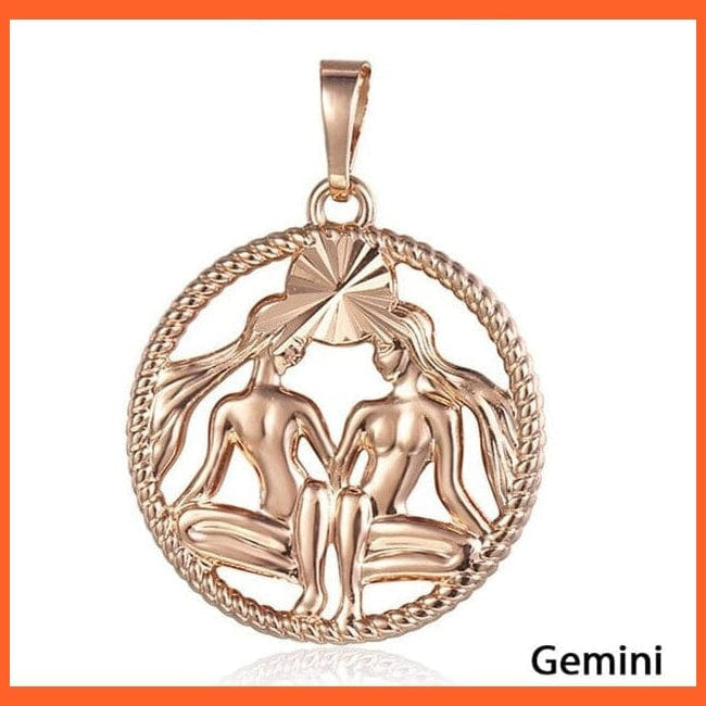 whatagift.com.au Necklaces GP273 Gemini Copy of 12 Constellation Zodiac Sign Pendant Necklace In Rose Gold