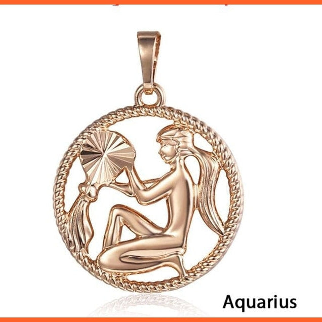 12 Constellation Zodiac Sign Pendant Necklace In Rose Gold | whatagift.com.au.