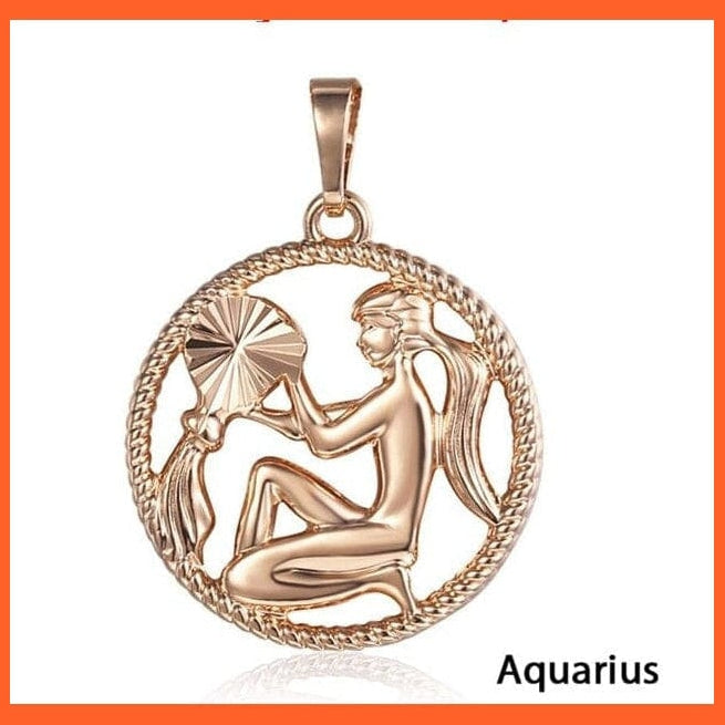 whatagift.com.au Necklaces GP275 Aquarius Copy of 12 Constellation Zodiac Sign Pendant Necklace In Rose Gold