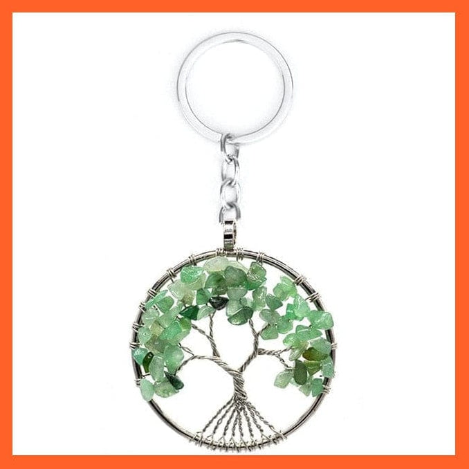 whatagift.com.au Necklaces Green Aventurine Key 7 Chakras Gemstone Natural Healing Crystals Tree Of Life Pendant Necklace