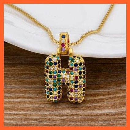 whatagift.com.au Necklaces H Copy of Luxury 26 Letters Cubic Zircon Pendant Necklace For Women | Multicolor Initials Of Name Necklace