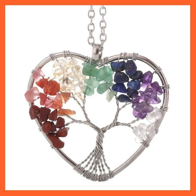 whatagift.com.au Necklaces Heart Chakra SG 7 Chakras Gemstone Natural Healing Crystals Tree Of Life Pendant Necklace