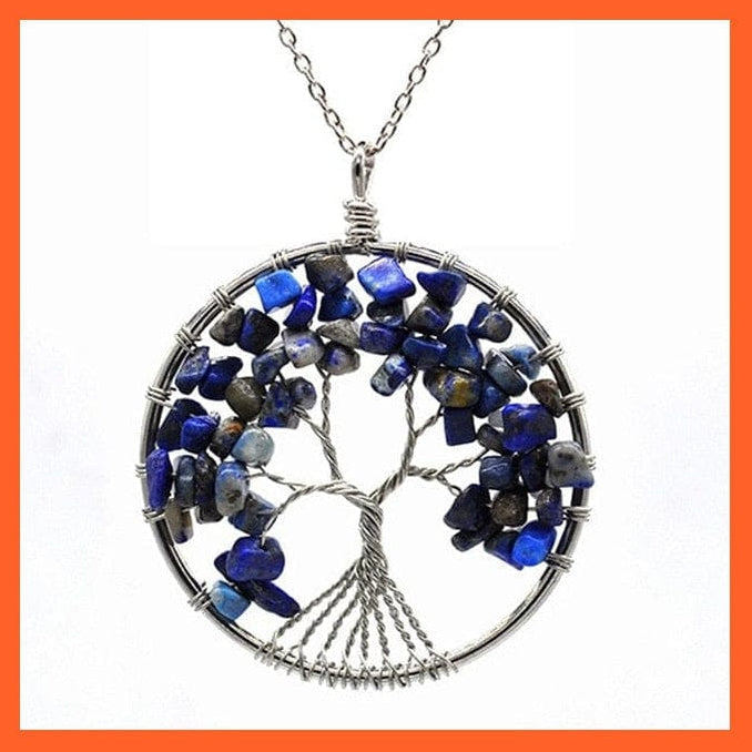 whatagift.com.au Necklaces Lapis Lazuli  SG 7 Chakras Gemstone Natural Healing Crystals Tree Of Life Pendant Necklace