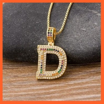 whatagift.com.au Necklaces Luxury 26 Letters Cubic Zircon Pendant Necklace For Women | Gold Color Initials Of Name Necklace