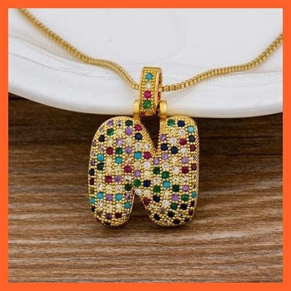 whatagift.com.au Necklaces Luxury 26 Letters Cubic Zircon Pendant Necklace For Women | Multicolor Initials Of Name Necklace