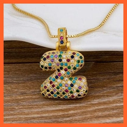 whatagift.com.au Necklaces Luxury 26 Letters Cubic Zircon Pendant Necklace For Women | Multicolor Initials Of Name Necklace