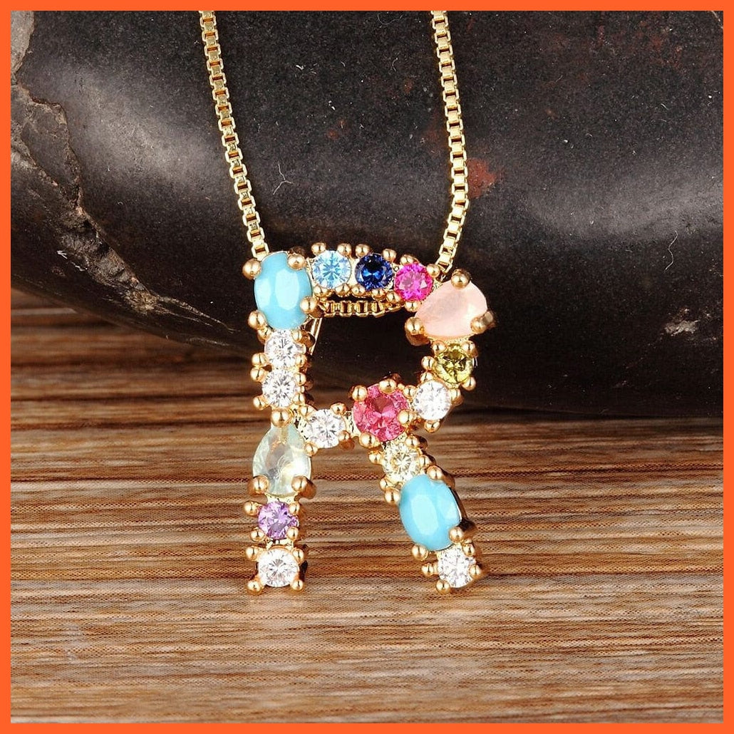 Multi Color Initial 26 Letters Pendent Necklace | Best Gift For Women | whatagift.com.au.
