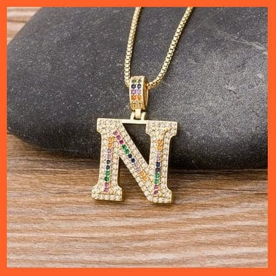 whatagift.com.au Necklaces N Copy of Luxury 26 Letters Cubic Zircon Pendant Necklace For Women | Gold Color Initials Of Name Necklace