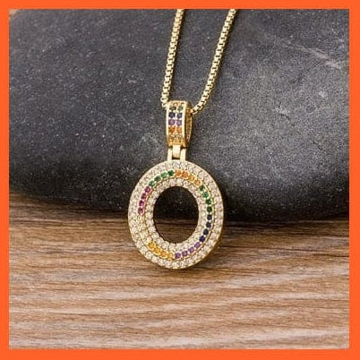 whatagift.com.au Necklaces O Luxury 26 Letters Cubic Zircon Pendant Necklace For Women | Gold Color Initials Of Name Necklace