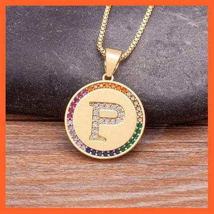 whatagift.com.au Necklaces P Copy of Gold Plated Luxury A-Z Initial Letters Pendant Chain Necklaces